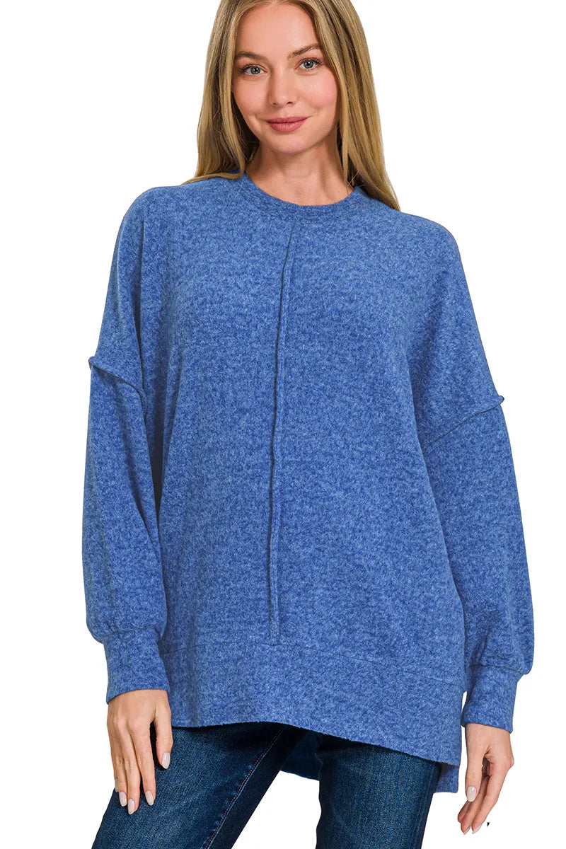 Sarah Express Women’s Oversized Brushed Melange Hacci Tunic Sweater