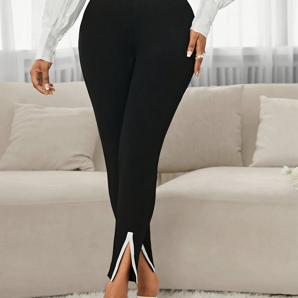 Women's Elegant Slim Fit Chenille Pants High Waist Work Commuter Trousers