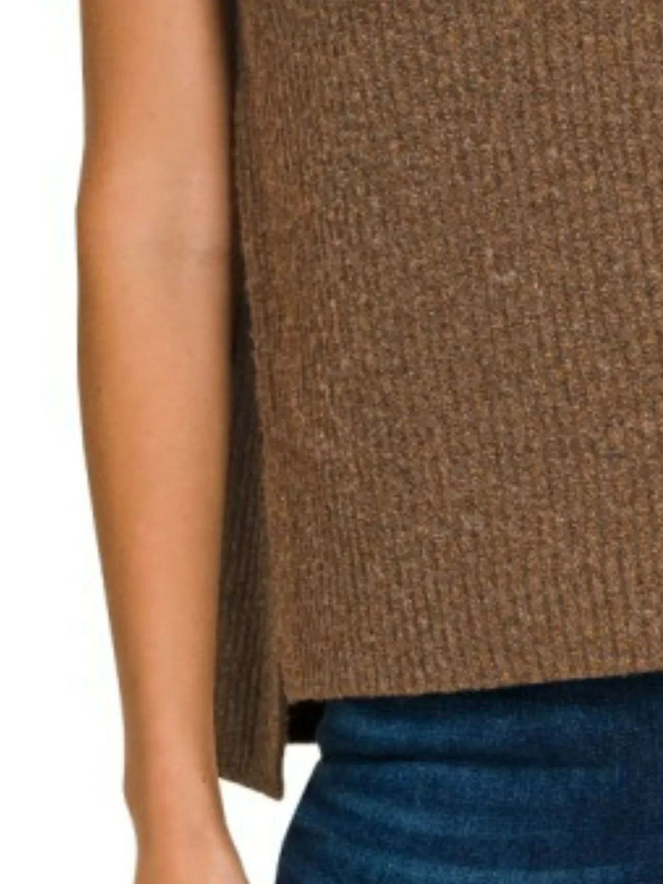 Sarah Express Women’s Oversized Ribbed Sweater Vest with Side Slits