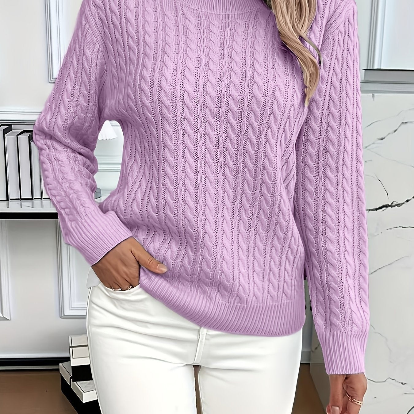 Women's Twist Detail Round Neck Knit Sweater Pullover
