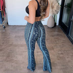 High Waist Printed Leggings Stretch Full Length Slim Fit Pants