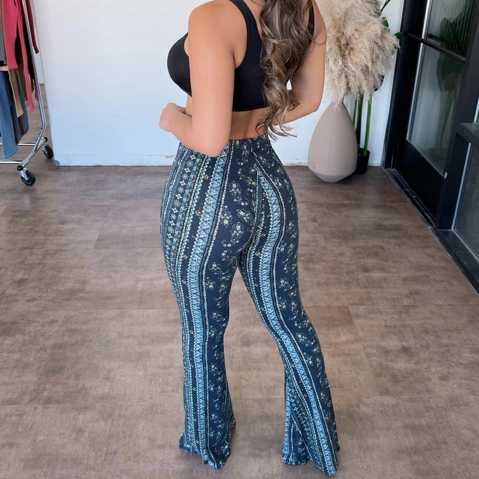 High Waist Printed Leggings Stretch Full Length Slim Fit Pants