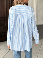 Sarah Express Women's Leopard Floral Striped Casual Button-Up Shirt