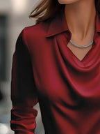 Sarah Express Women's Long Sleeve Blouse with Collar Plus Size