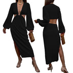 Women's Long Sleeve Maxi Dress Casual Polyester