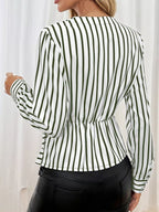 Sarah Express Women's Striped Color Block Surplice Shirt