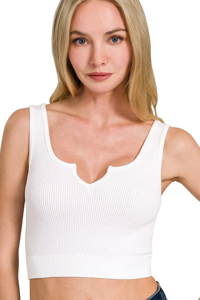Seamless Split Neck Bra Tank Top