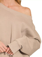 Fleece Boat Neck Sweatshirt and Shorts Set