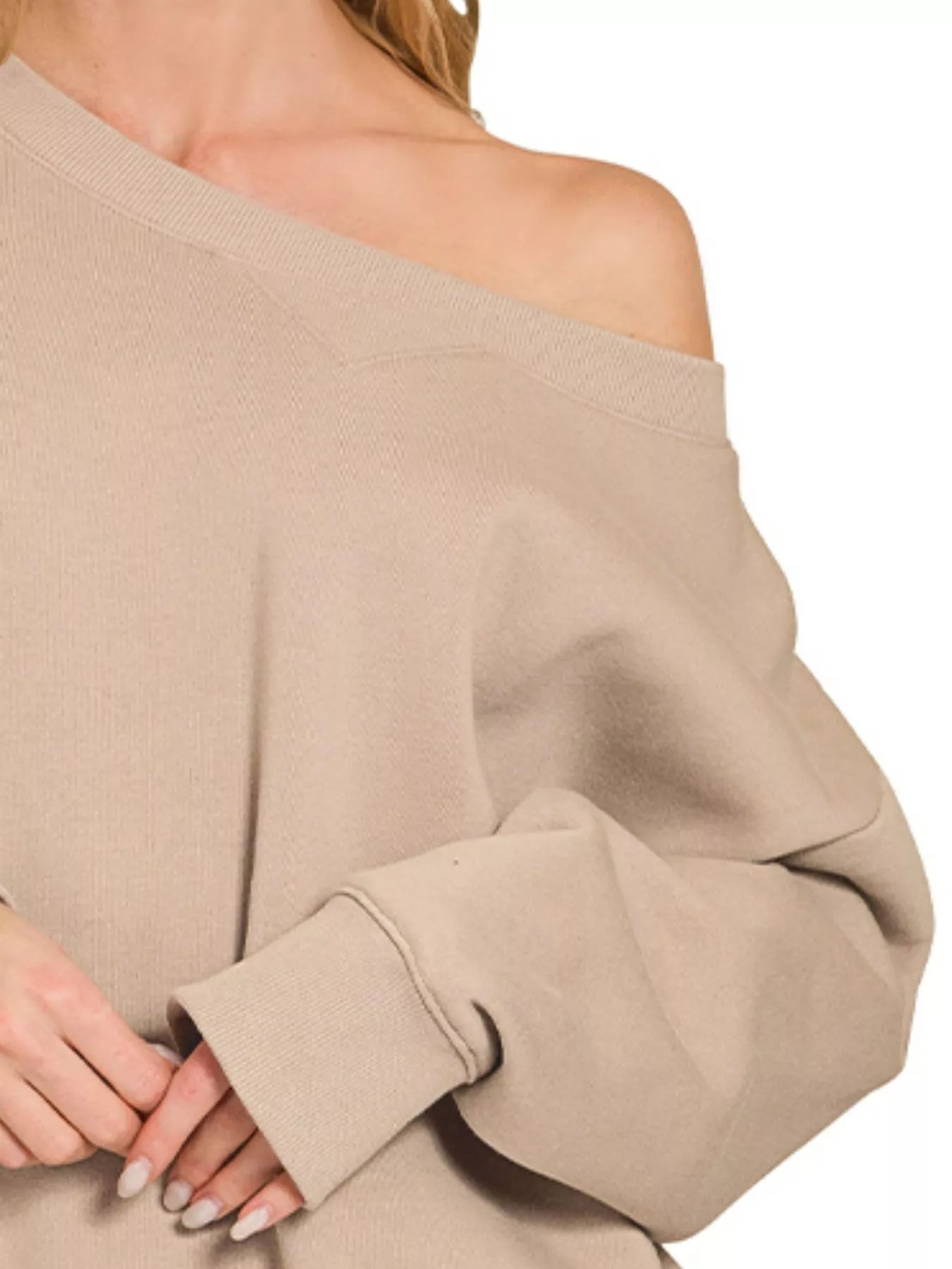 Fleece Boat Neck Sweatshirt and Shorts Set