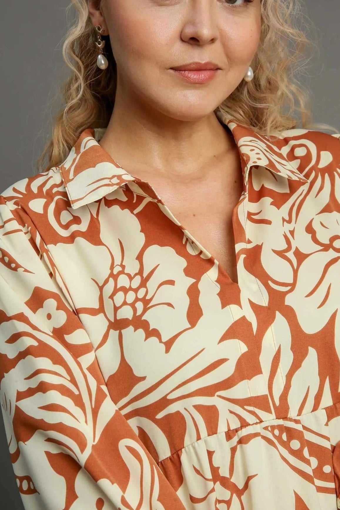 Sarah Express Women’s Plus Size Floral Tiered Midi Shirt Dress