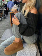 Sarah Express Women's Off-Shoulder Ribbed Long Sleeve Sweater