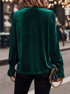 Sarah Express Women's Velvet Ruffle Trim Blouse