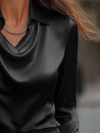 Sarah Express Women's Long Sleeve Blouse with Collar Plus Size