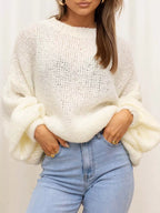 Sarah Express Women's Round Neck Dropped Shoulder Sweater