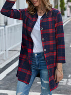 Sarah Express Women's Plus Size Plaid Button-Down Longline Shirt