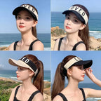 Women's Letter Print Sun Visor Adjustable Topless Hat UV Protection