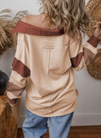 Sarah Express Women's Striped Color Block Long Sleeve Sweatshirt