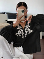 Sarah Express Women's Embroidered Long Sleeve Blouse