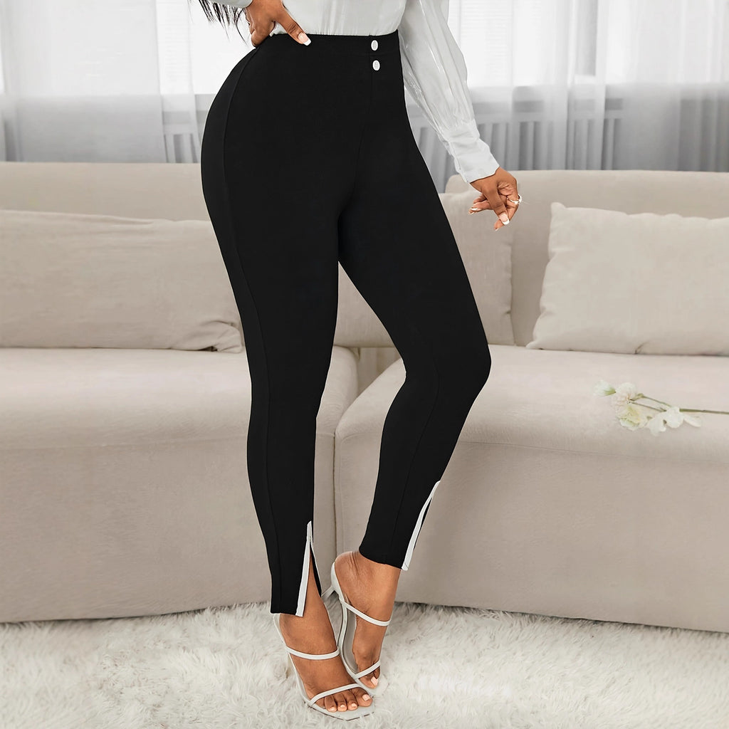 Women's Elegant Slim Fit Chenille Pants High Waist Work Commuter Trousers