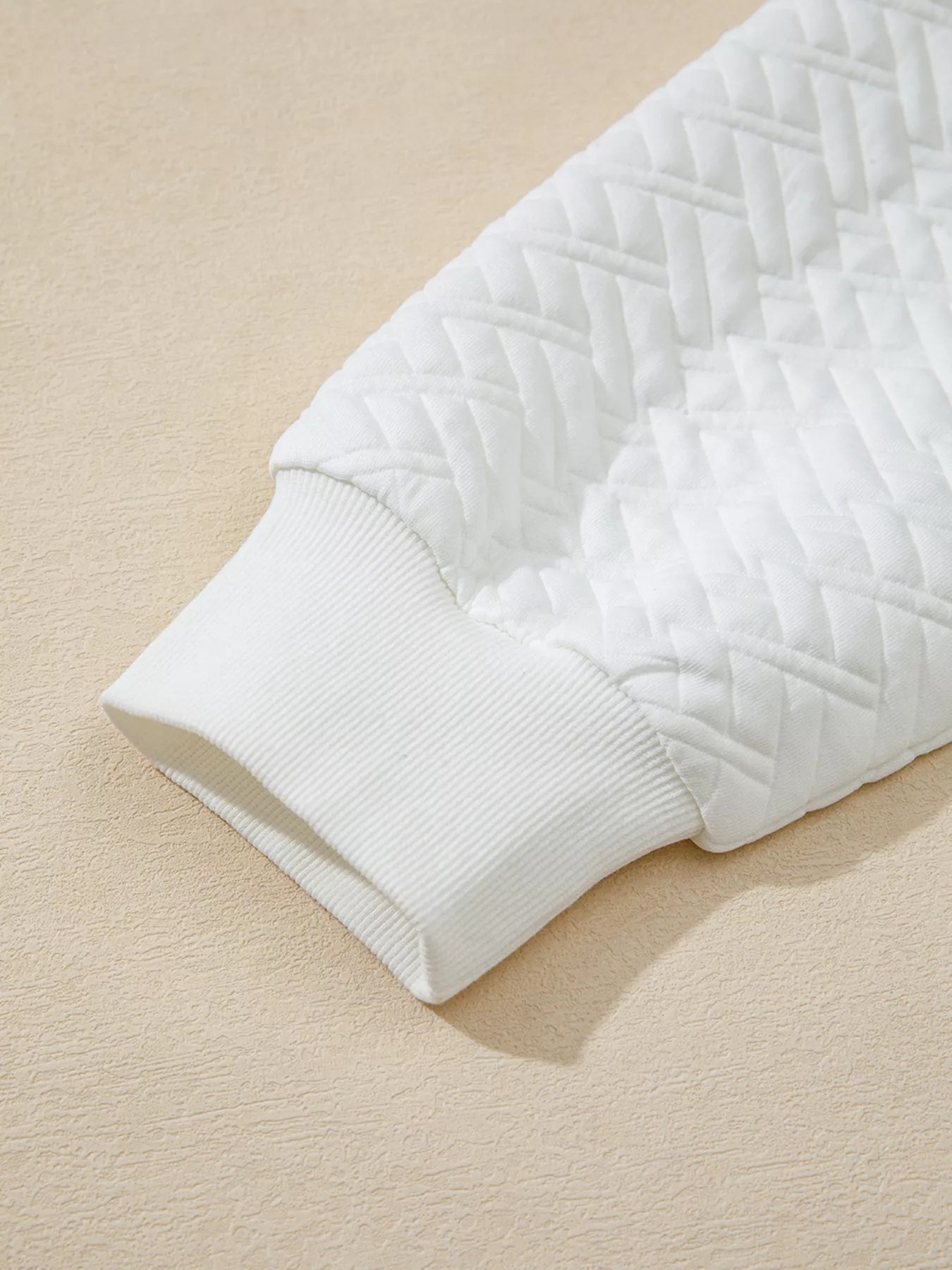 Sarah Express Women's Textured Johnny Collar Sweatshirt