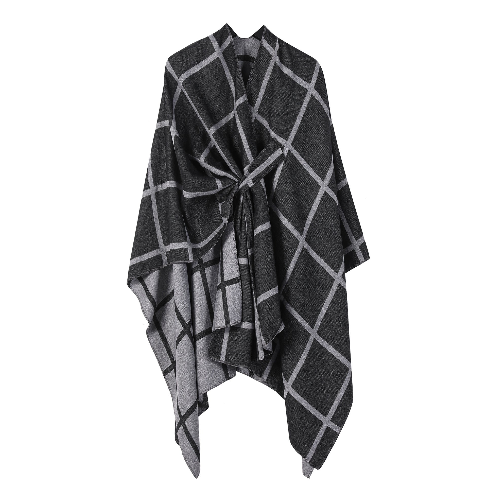 Women's Gingham Check Warm Scarf - Oversized Plaid Shawl Fall Winter Accessory