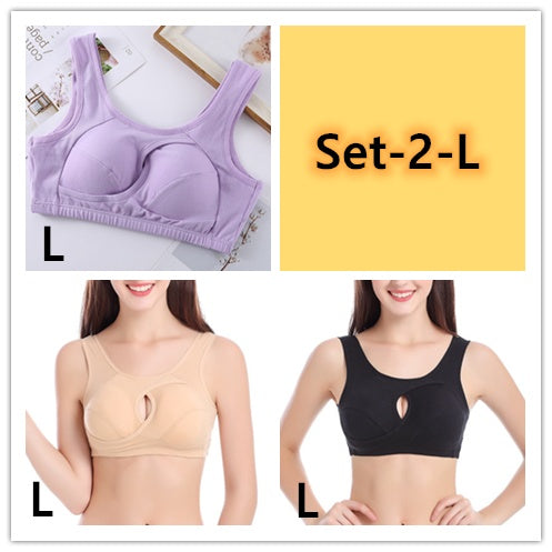 Women's Plus Size Wireless Cotton Comfort Bra Removable Padding