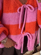 Sarah Express Women's Striped Tie-Front Knit Cardigan