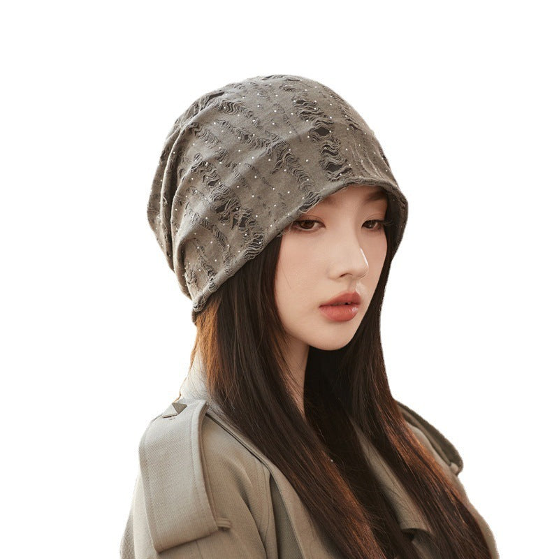 Women's Korean Style Slouchy Beanie Adjustable Textured Knit Winter Hat