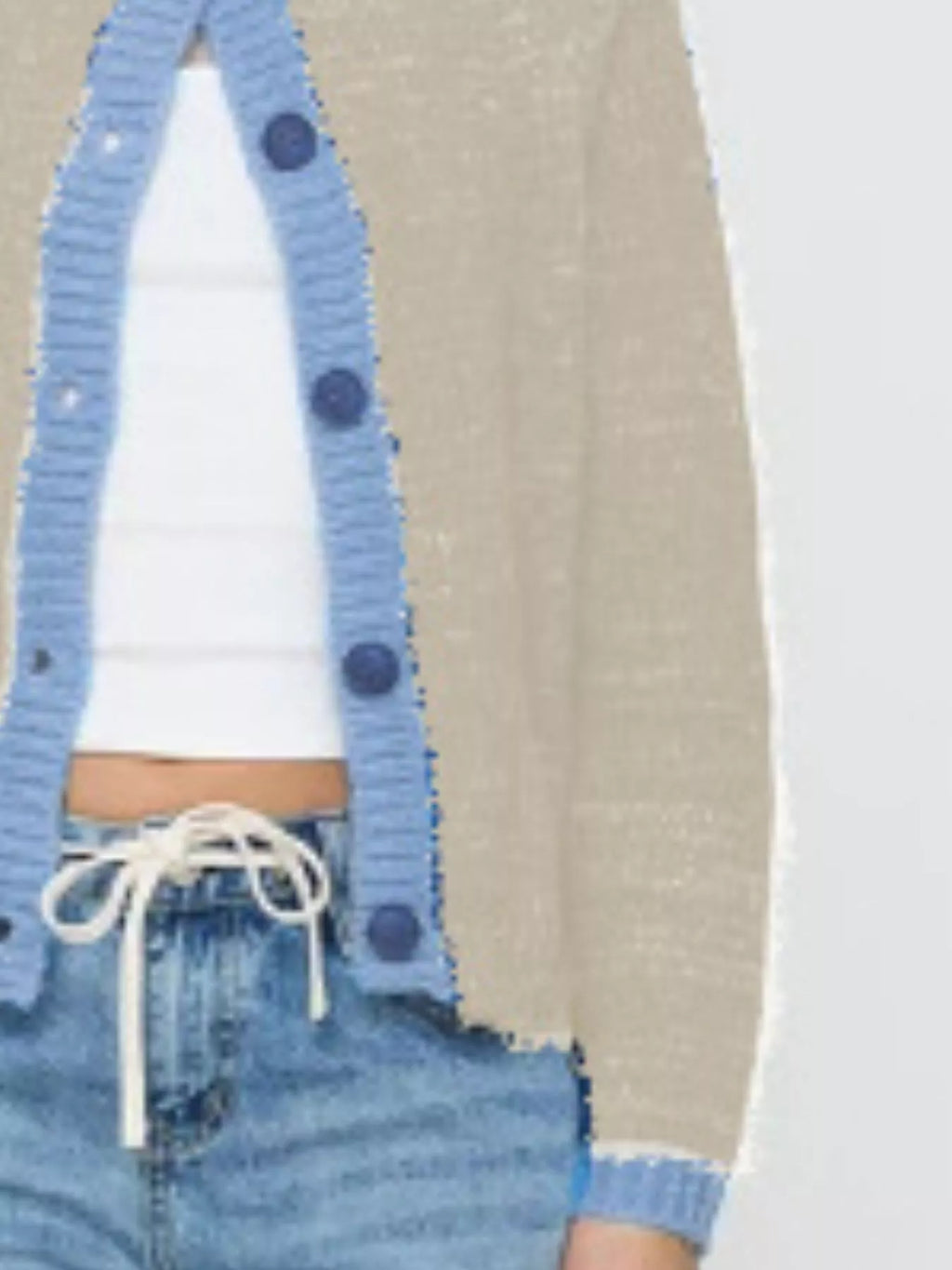 Sarah Express Women's Contrast Trim Button-Up Cardigan