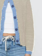 Sarah Express Women's Contrast Trim Button-Up Cardigan