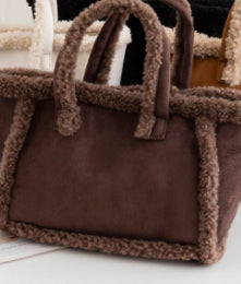 Sarah Express Plush Crossbody Tote Bag Coffee