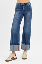 Sarah Express Women’s Plus Size High Rise Cuffed Straight Leg Jeans
