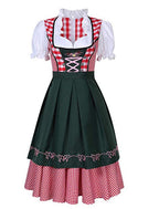 Women's Oktoberfest Dirndl Costume Bavarian Dress with Apron and Ribbon