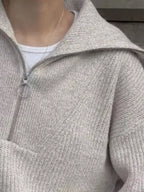 Sarah Express Women's Half Zip Dropped Shoulder Sweater