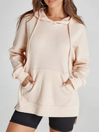 Sarah Express Women's High-Low Hoodie with Kangaroo Pocket Apricot