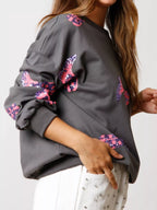 Sarah Express Women's Sequin Boot Crewneck Sweatshirt