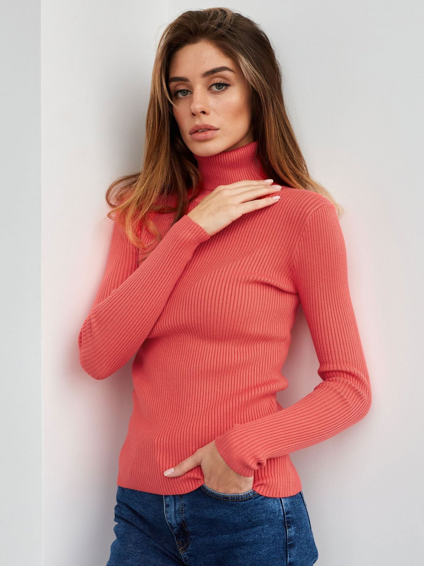 Women's Turtleneck Knit Pullover Sweater Long Sleeve