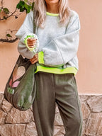 Sarah Express Women's Contrast Trim Oversized Sweatshirt