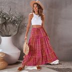 Women's High Waist Printed Maxi Dress Loose Fit Casual