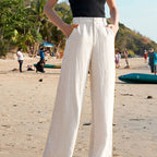 Women's High Waist Straight Leg Cotton Linen Pants Loose Fit Lightweight Summer Trousers