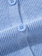 Sarah Express Women's Ribbed Knit Button Front V Neck Cardigan