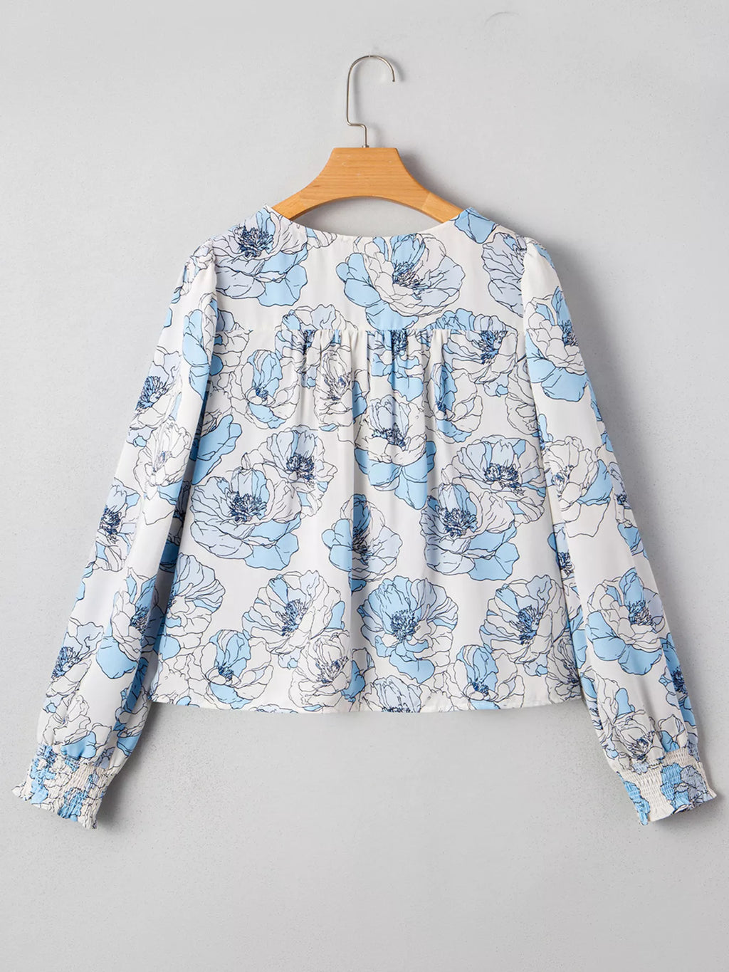 Sarah Express Women's Floral Print Frilly Smocked Square Neck Long Sleeve Blouse