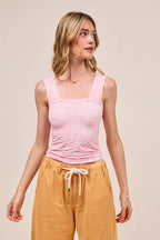 Sarah Express Women’s Two Tone Floral Seamless Tank Top with Lace