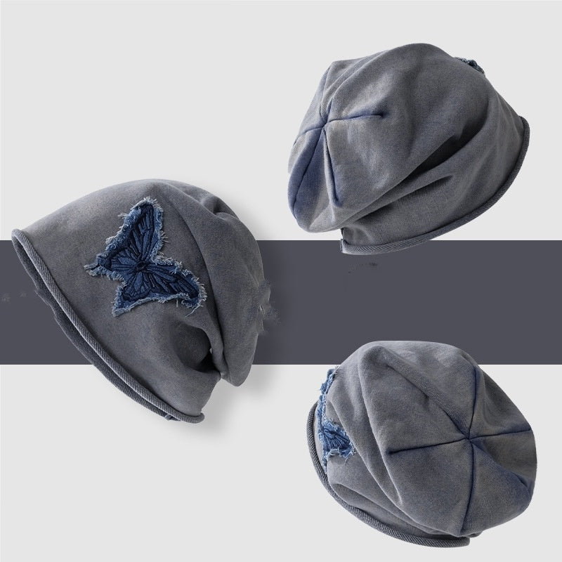 Retro Butterfly Dome Cap Women's Acrylic Sun Protection Hat