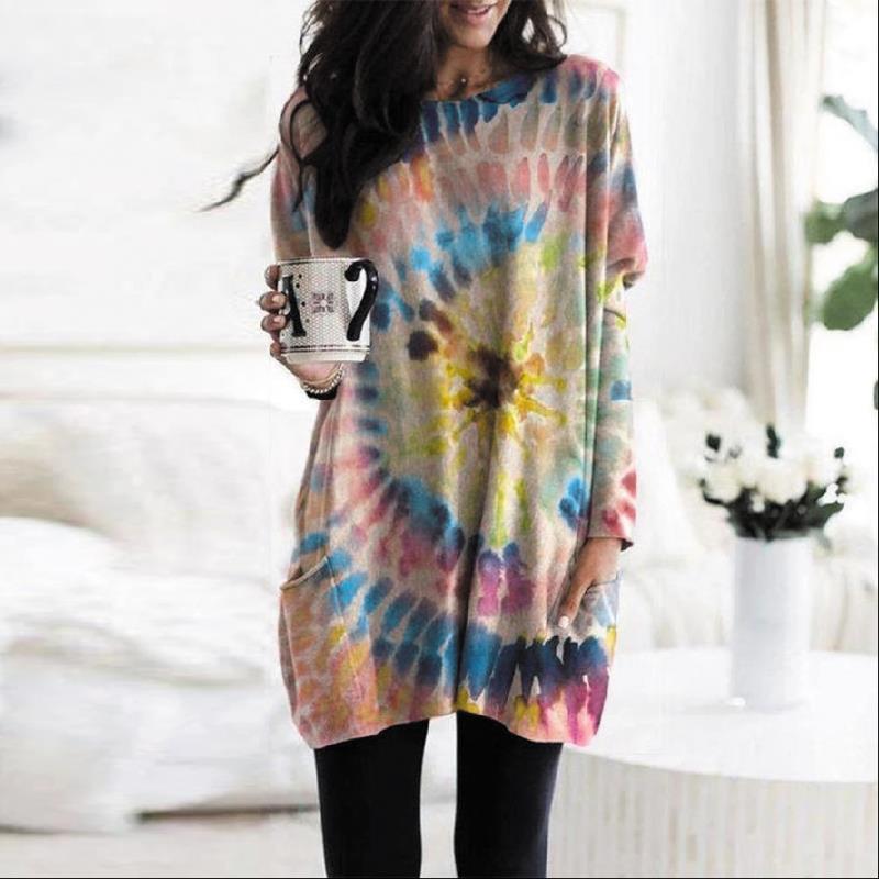 Women's Spiral Print Batwing Sleeve Long Sleeve Sweatshirt