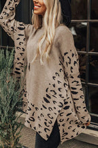 Sarah Express Women's Leopard Print Mock Neck Dropped Shoulder Sweater