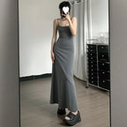 Women's High Waist Slim Fit Cami Strap Maxi Dress
