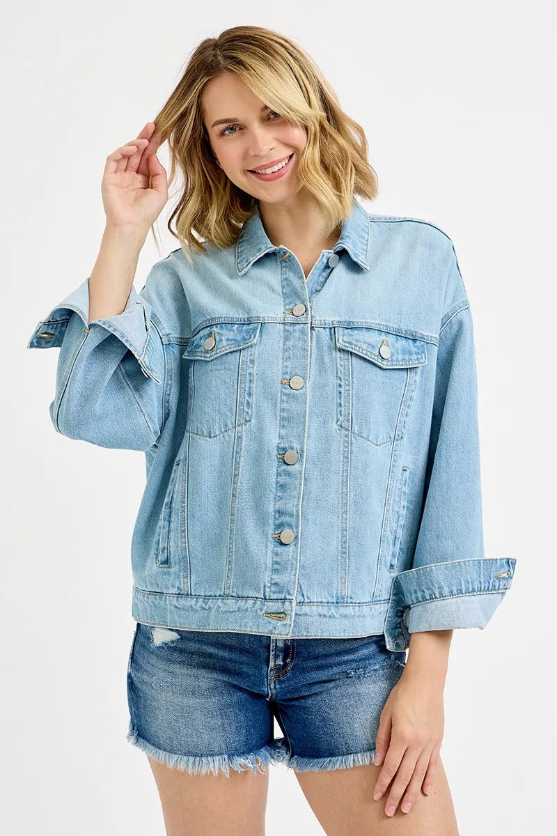 Washed Dropped Shoulder Denim Jacket