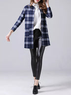 Sarah Express Women's Plus Size Plaid Button-Down Longline Shirt