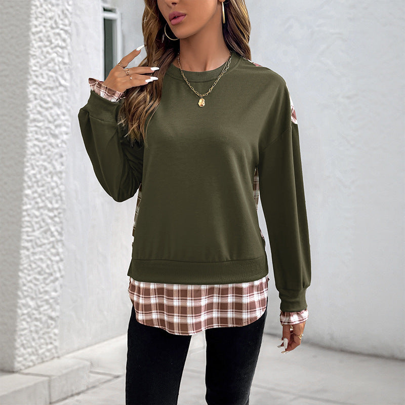 Women's Crew Neck Pullover Sweatshirt Long Sleeve Loose Fit